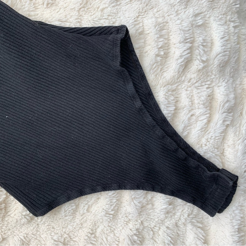 Princess Polly Black Ribbed Bodysuit - Picture 4 of 7